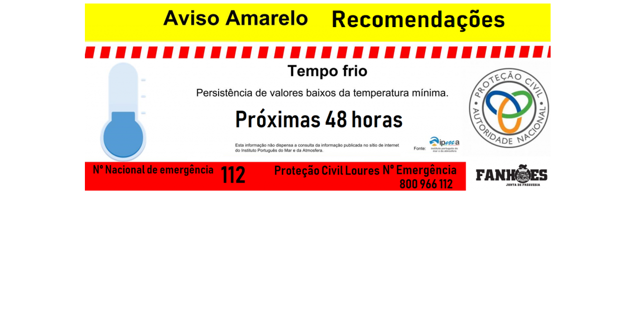 AVISO À POPULAÇÃO TEMPO FRIO – PLANO DE CONTINGÊNCIA DE SAÚDE SAZONAL – RECOMENDAÇÕES !