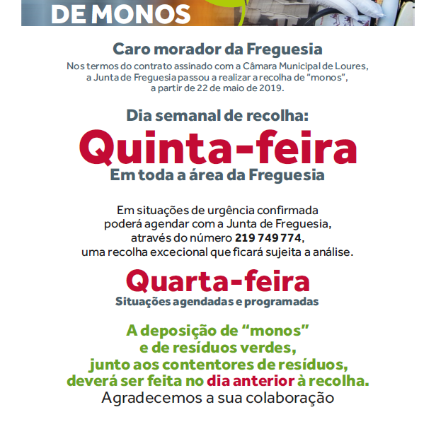 RECOLHA DE MONOS NA FREGUESIA DE FANHÕES – CONHEÇA O PLANO E AS REGRAS. PRECISAMOS DA SUA AJUDA!