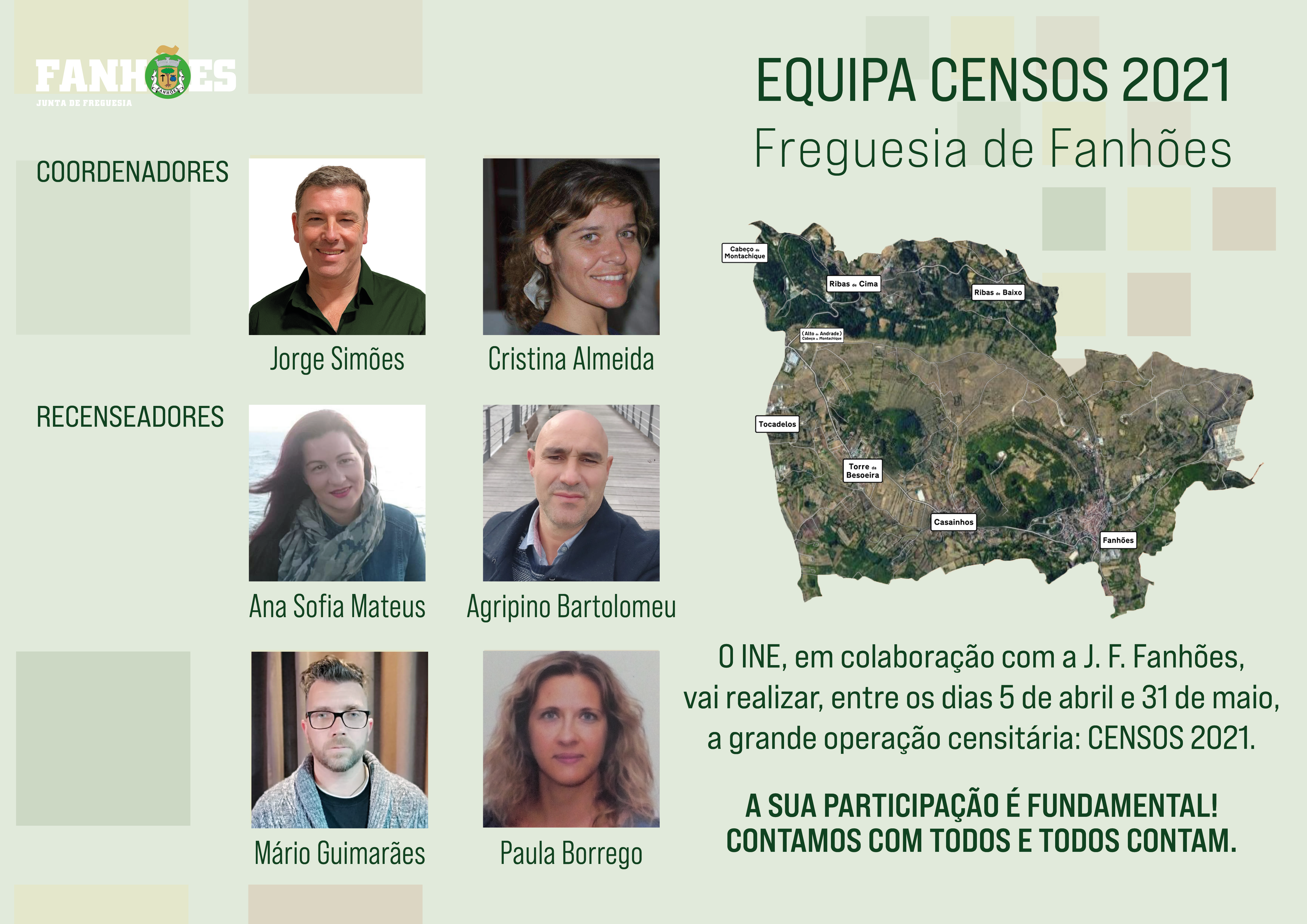 Freguesia de Fanhões – Censos 2021 – Conheça a Equipa e os Rostos. Colabore porque todos Contamos!