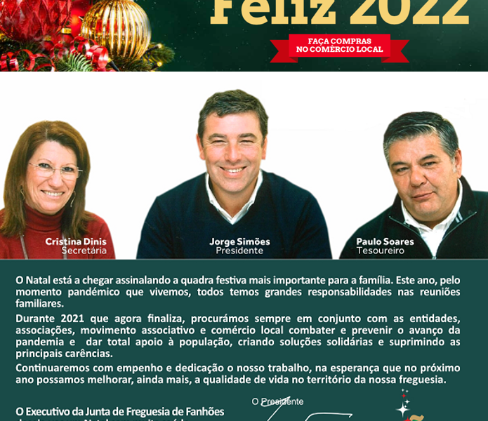 JUNTA DE FREGUESIA DE FANHÕES- Mensagem de Natal e Ano Novo 2022