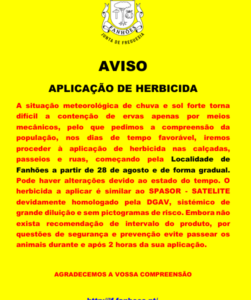 Freguesia de Fanhões – AVISO